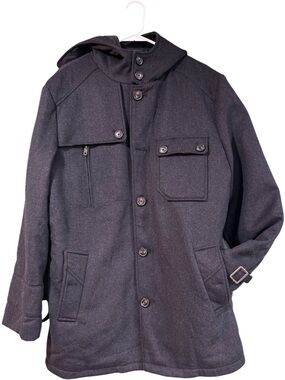 Jack & Jones Men's Black Pea Coat with Hood